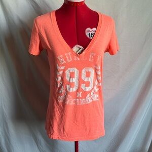 MM176 Hurley neon orange v neck t shirt